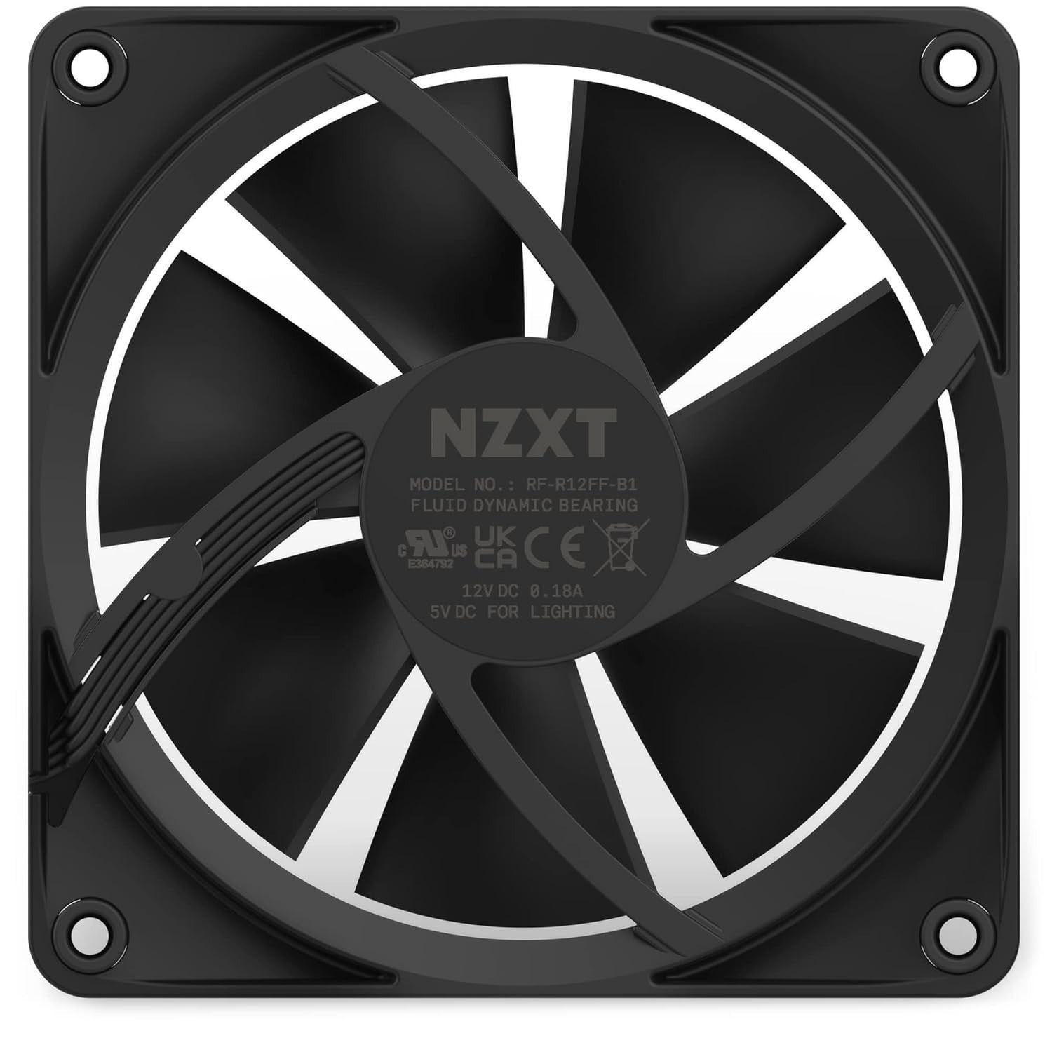 NZXT F120 RGB 120mm RGB PWM PC Fan High Airflow, Low Noise Fluid Dynamic Bearing