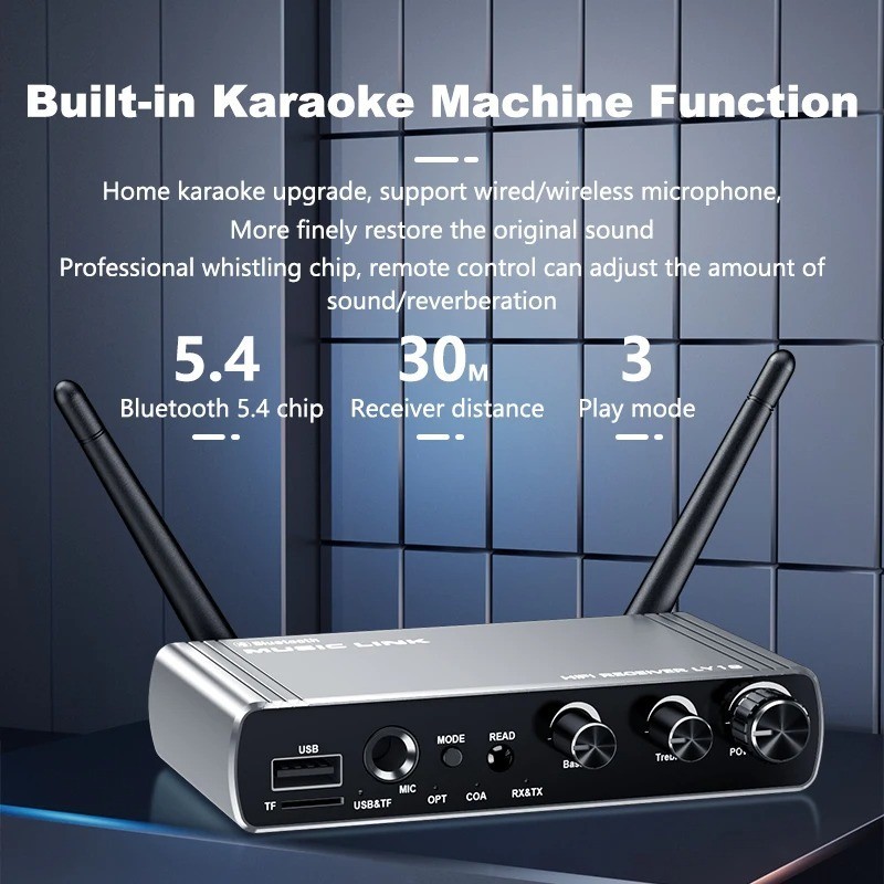Bluetooth 5.4 Receiver Transmitter Support USB U-Disk Play Wireless Adapter AUX