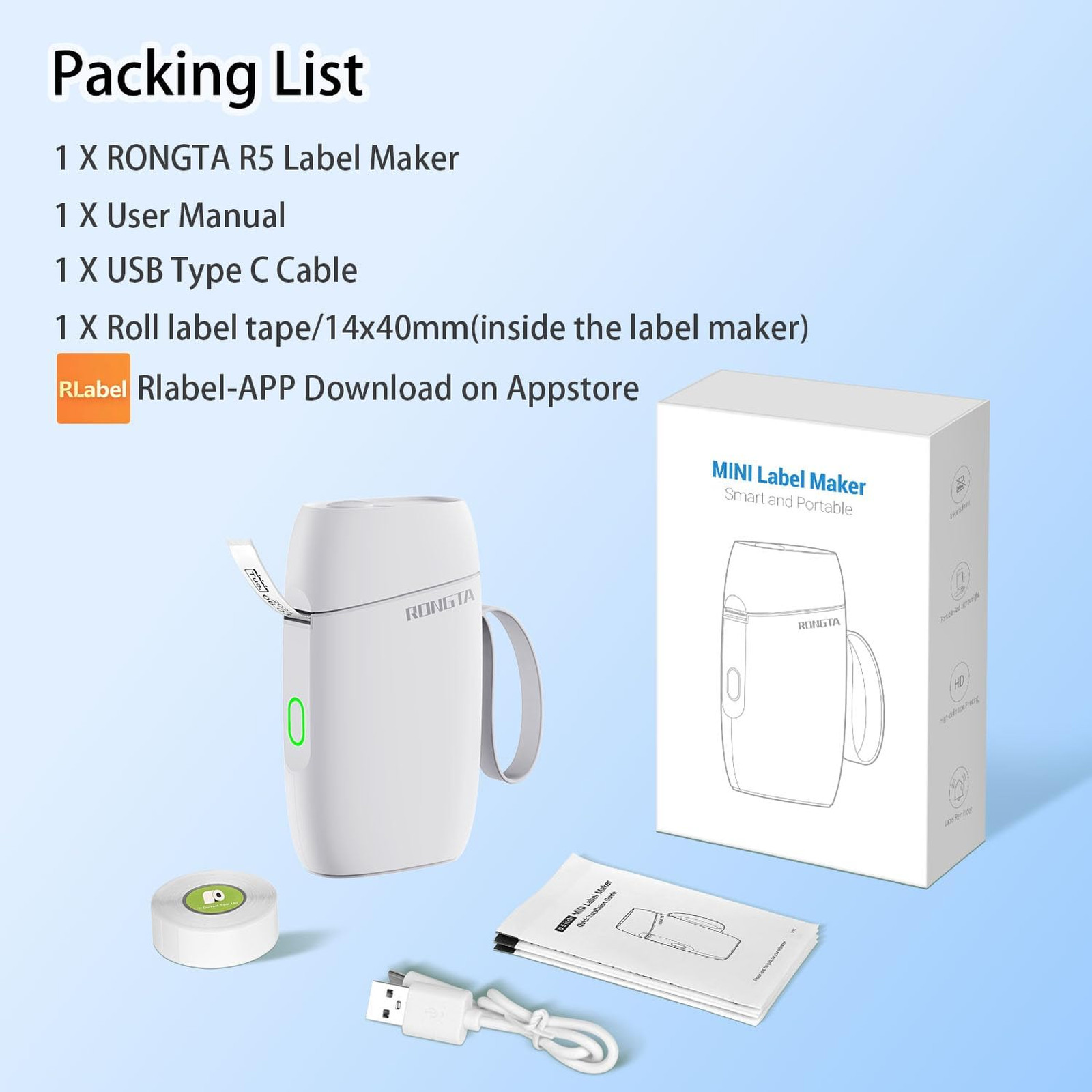 Portable Bluetooth Label Maker with Tape, Mini Thermal Printer Wireless Handheld