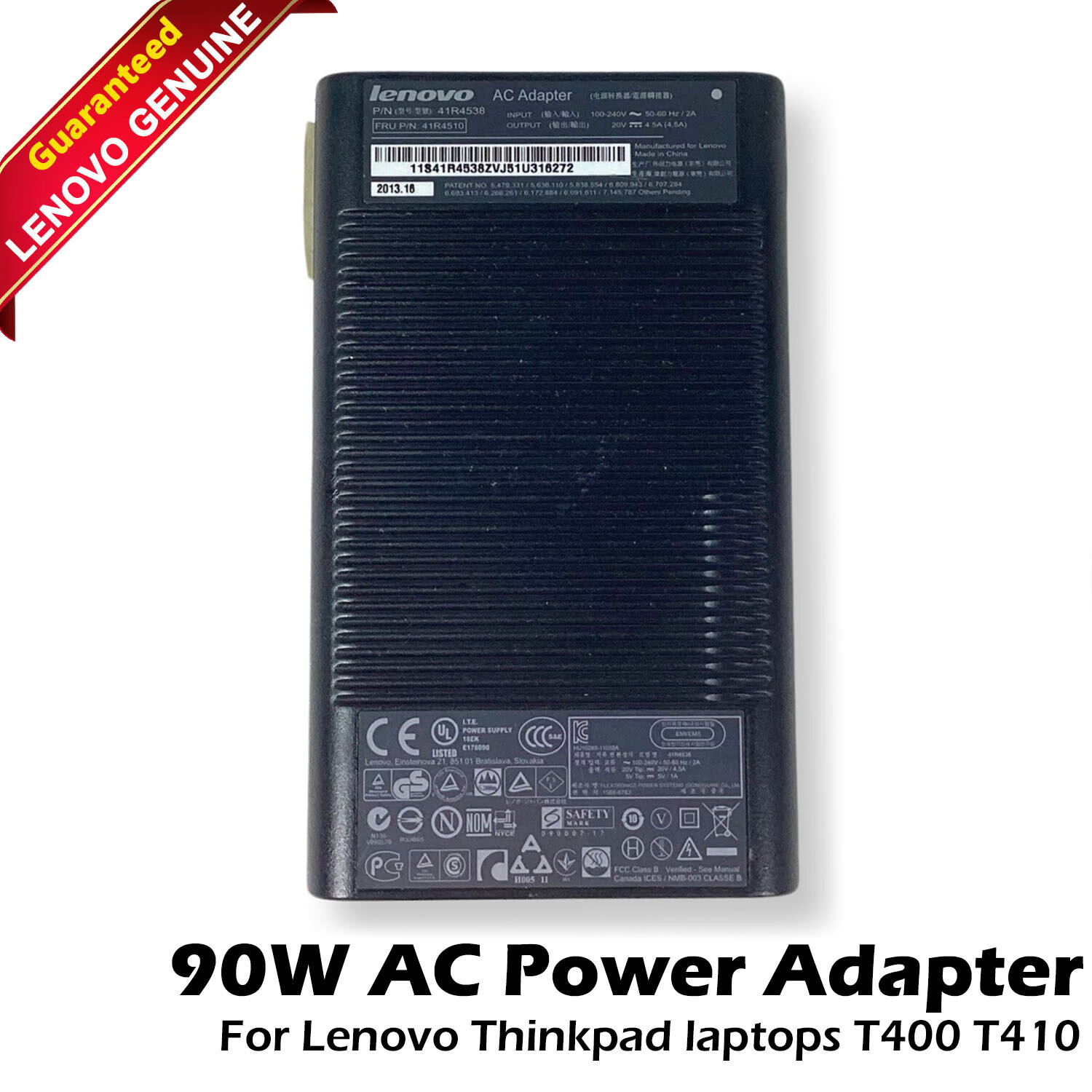 Lenovo 90W 4.5A AC DC Combo Power Adapter Black Ultra Slim 41R4538 41R4510
