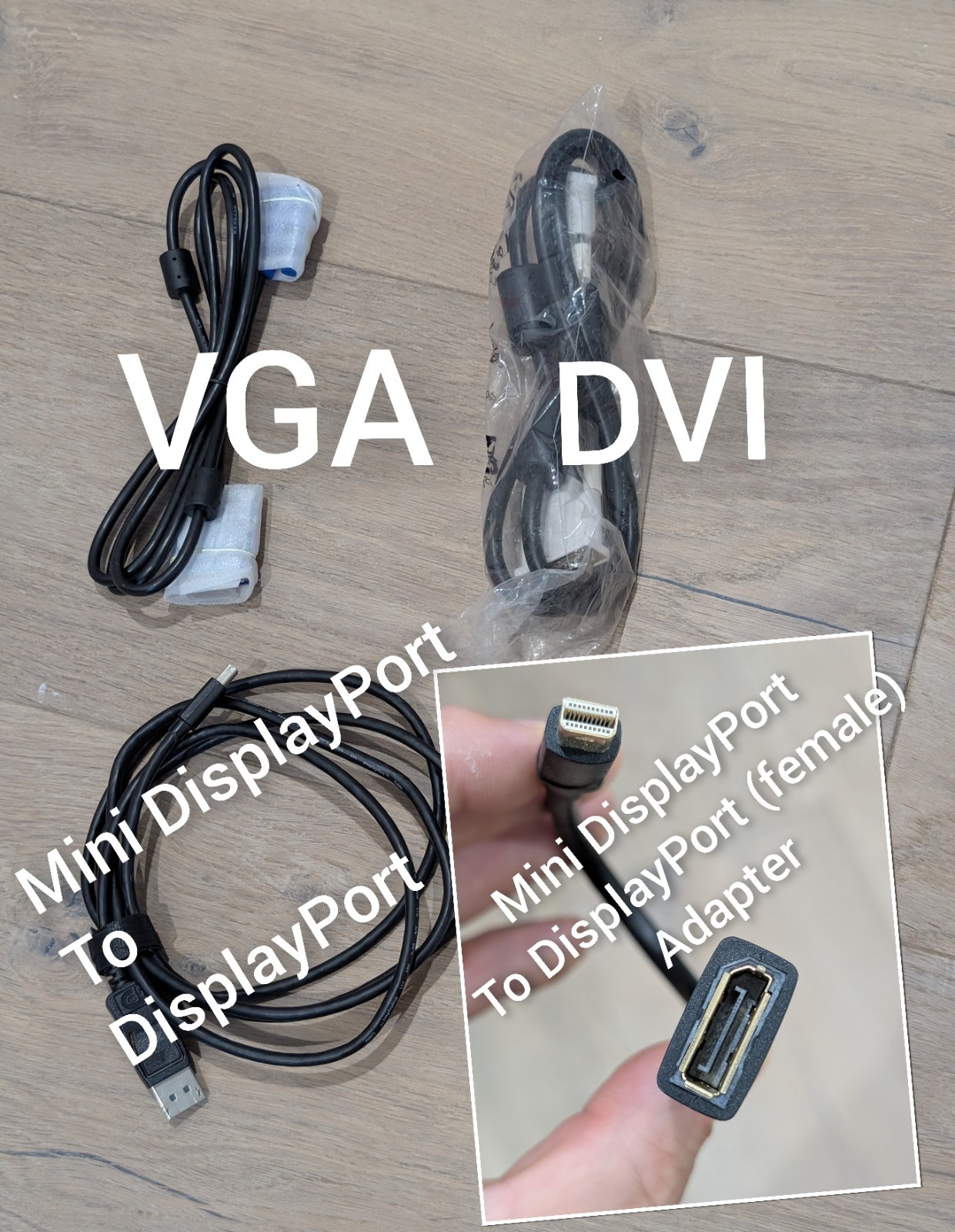 Vga Dvi DisplayPort Cable And Adapter Bundle
