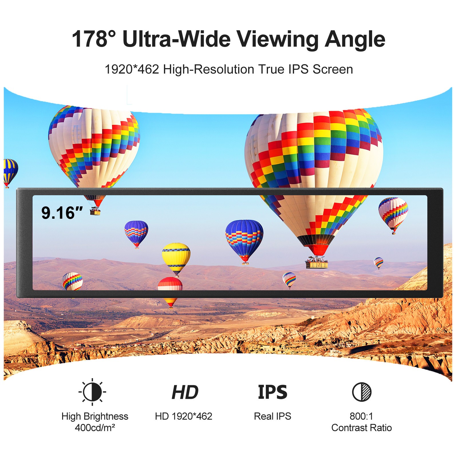 9.2″ Ultra-Wide IPS Secondary Screen 1920×462 400cd/m² High Brightness AIDA64