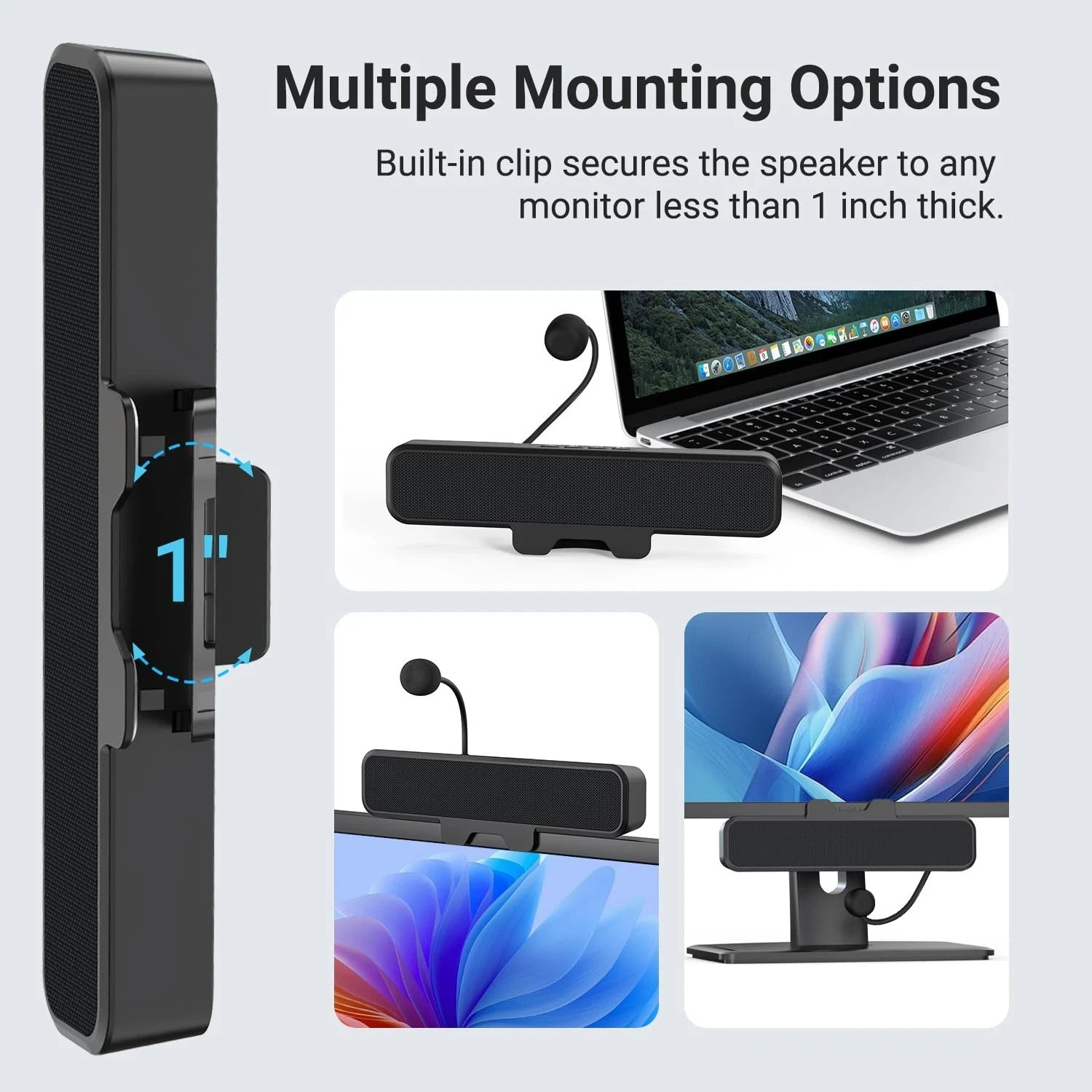 INGA Computer Speakers with Detachable Mic, Plug and Play Desktop Speakers
