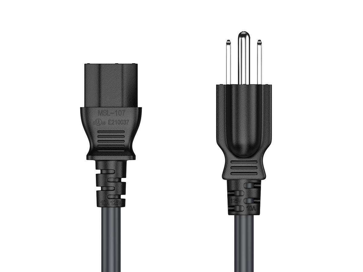 12ft NEMA 5-15P to C13 Shielded Heavy Duty Universal Power Cord, 18 AWG, 10A/…