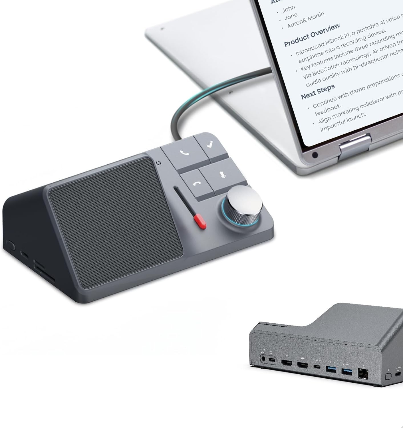 H1 11-in-1 USB C Docking Station with AI Voice Recorder, Free Transcription