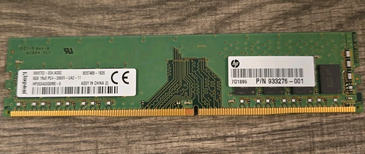 Kingston 8GB 2666MHz DDR4 HP26D4U9S8ME 288PIn DIMM Desktop RAM