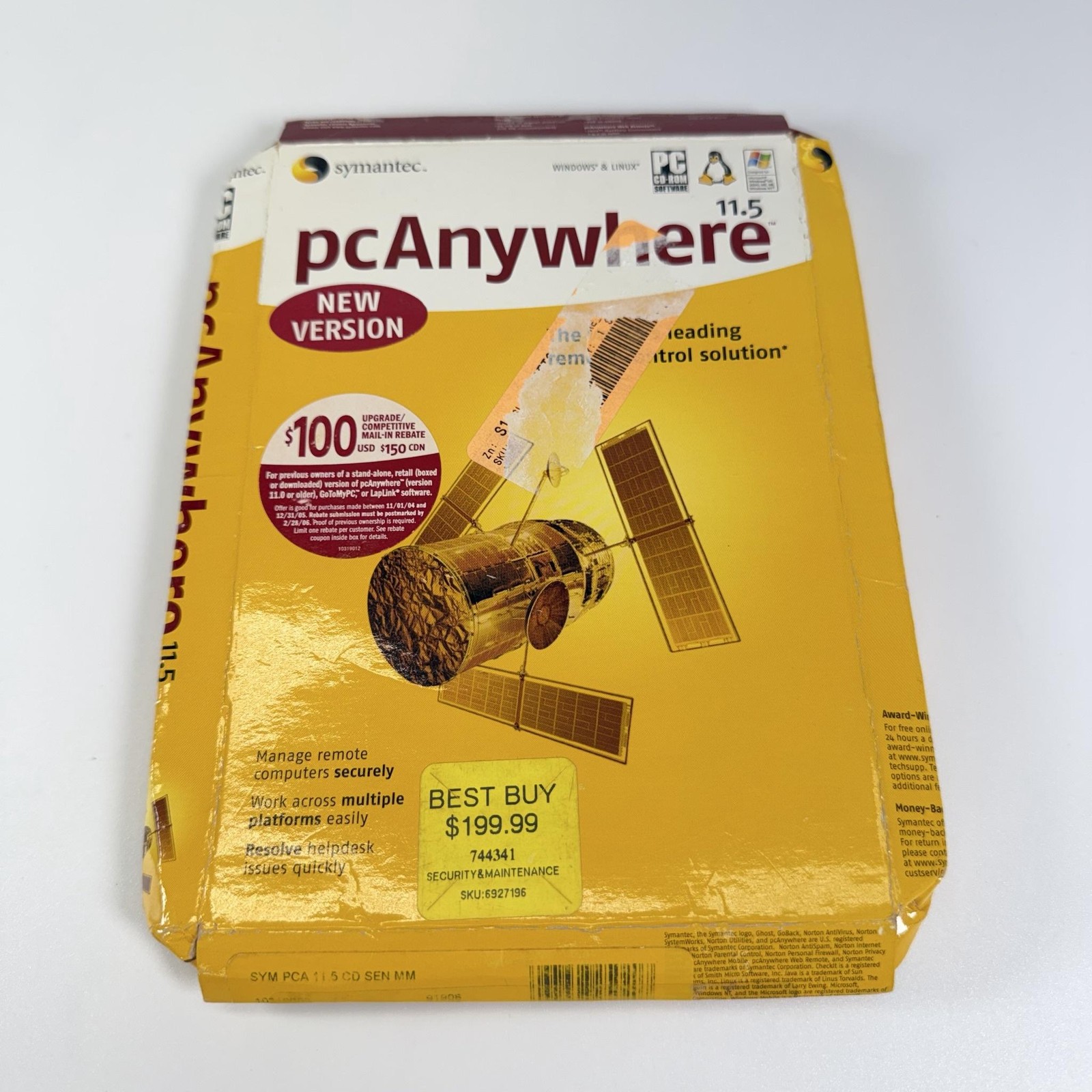 Symantec PcAnywhere 11.5 Windows Linux Remote Access PC CD-ROM Retail Box