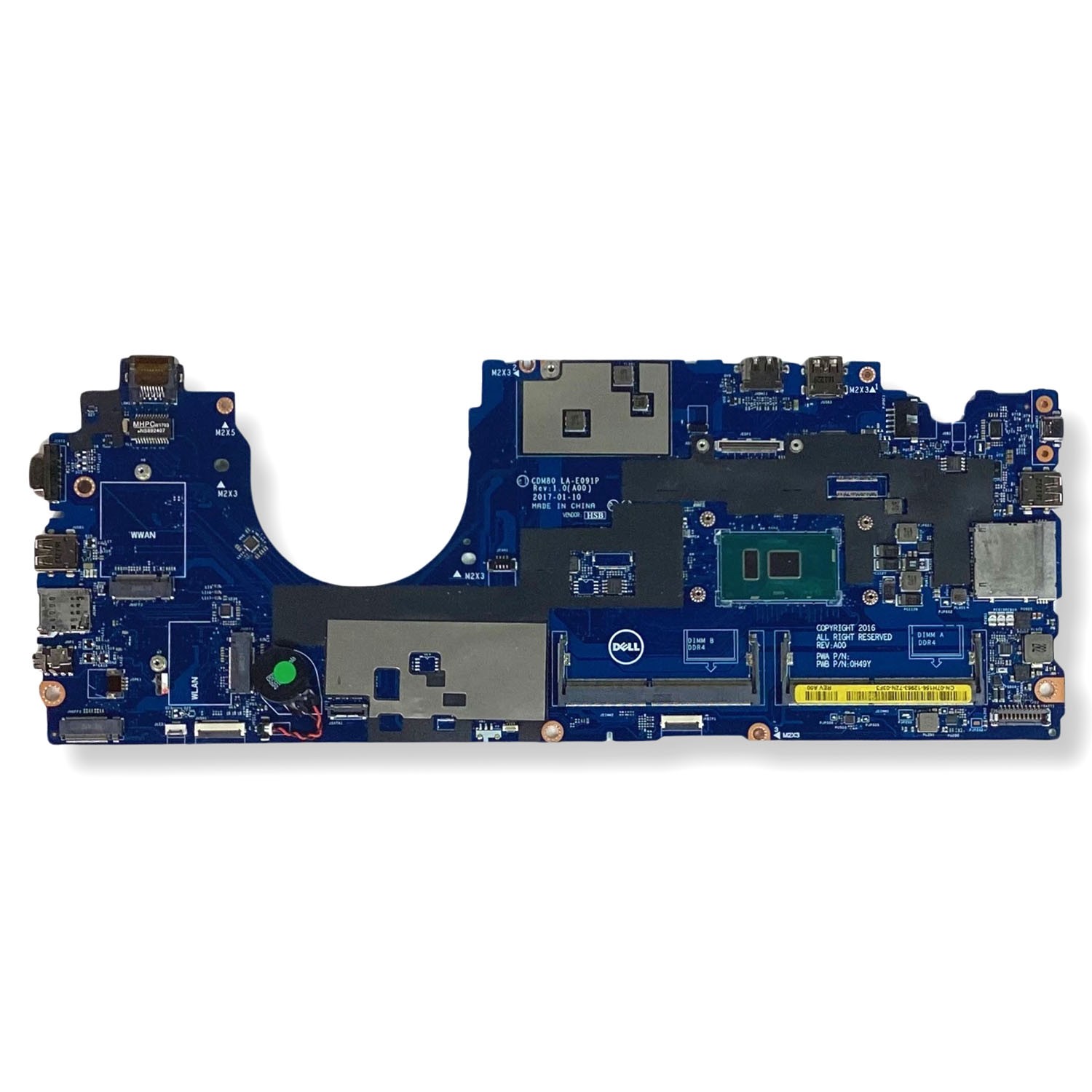 Dell Latitude 5580 Laptop Motherboard i5-7200U Intel HD 620 LA-E091P 7H156