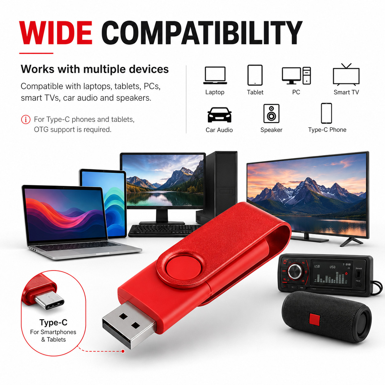 256GB USB 2.0 USB-A & USB-C Flash Drive Dual Connector Portable