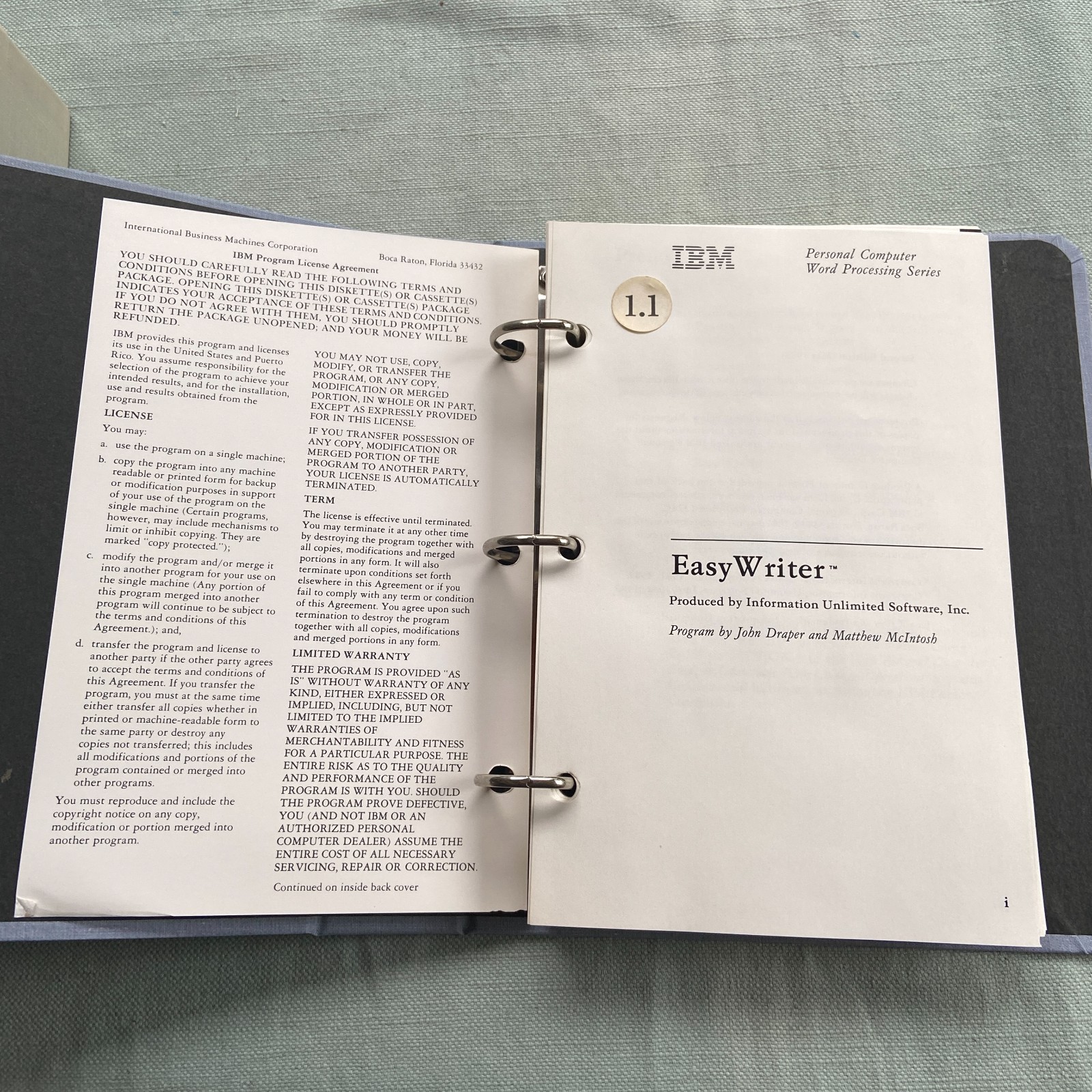 IBM EasyWriter User Manual Book 1982 2nd Edition Ver 1.10 6172310 PC Computer