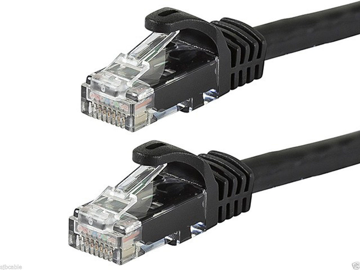 Cat 6 CAT6 Patch Cord Cable Ethernet Internet Network LAN RJ45 BLACK (3ft-200ft)