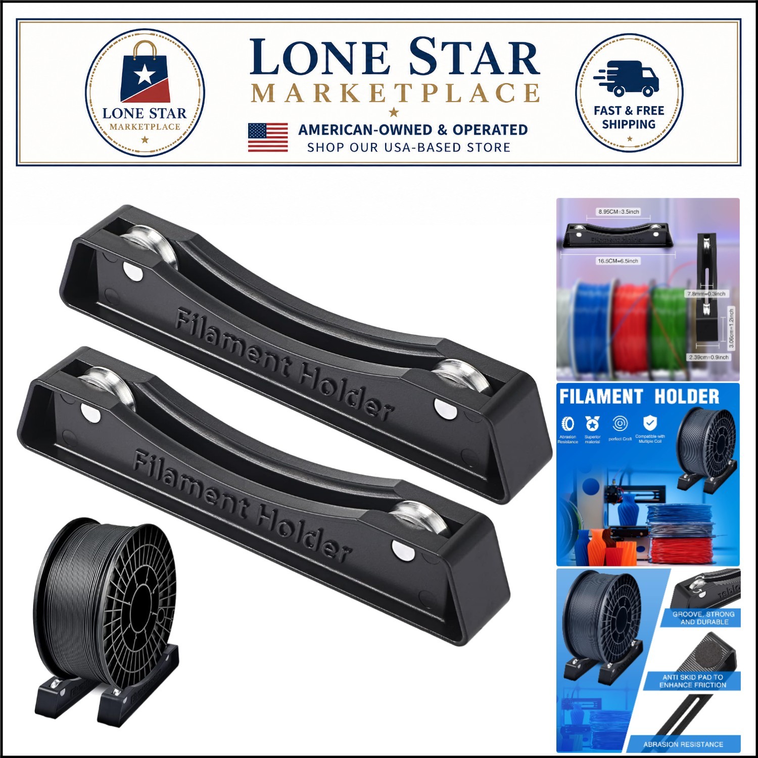 Easy-to-Use 3D Printer Spool Holder with Smooth Bearings for Precision Printing