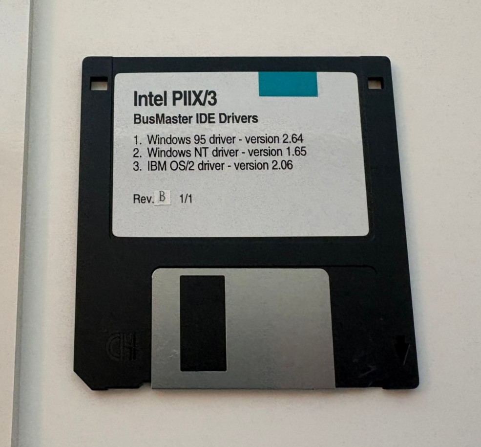 Intel PIIX/3 BusMaster IDE Drivers 3.5″ Floppy Disc W/ 586IPVG System Board Book