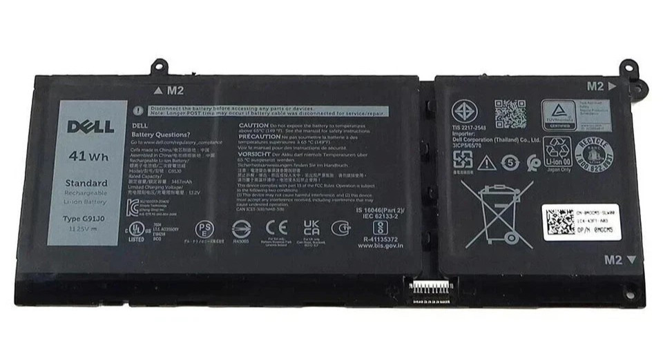 Genuine 41WH G91J0 Battery Dell Latitude 3320 3420 3520 Inspiron 5310 5410 5415