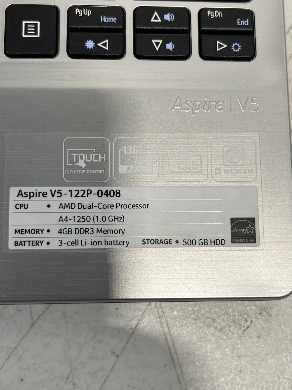 Acer Aspire V5-122P-0408 AMD A4 Touchscreen Laptop Parts Repair READ