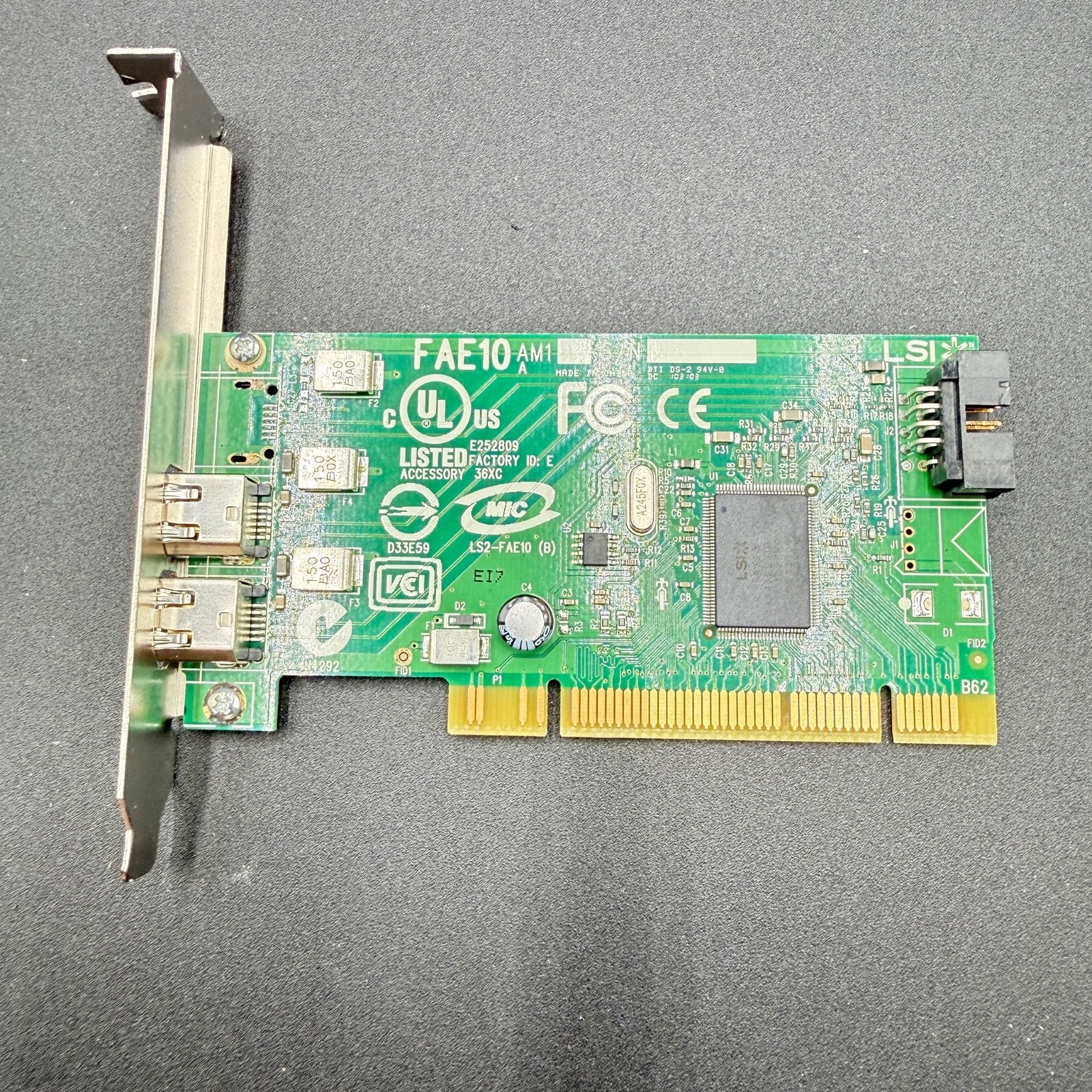 LSI FAE10 IEEE 1394 FireWire 400 PCIe PCI Express Card Dell 0H924H