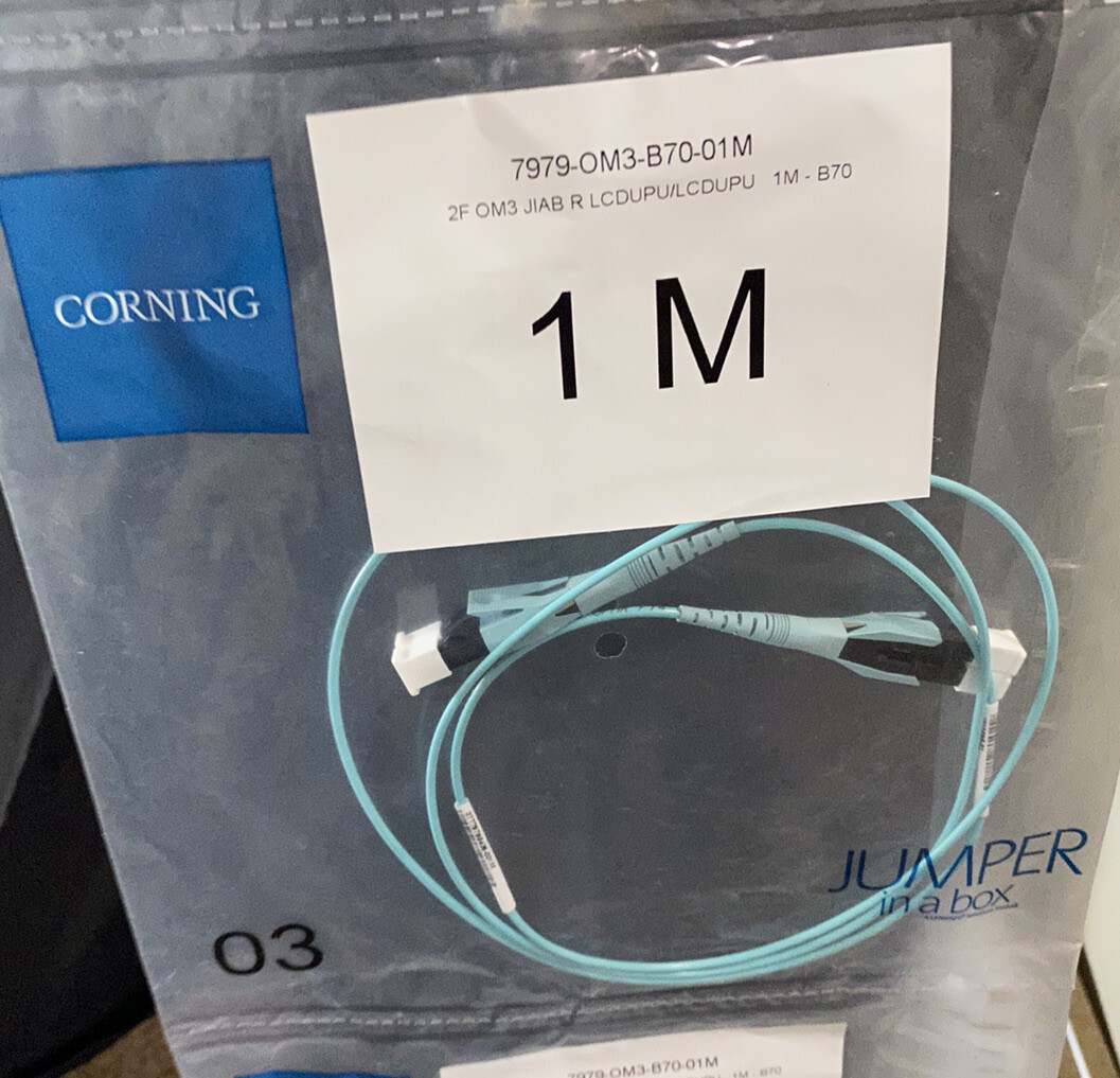 Corning 1M OM3 Fiber Patch Cable LC-LC 10G Duplex Multimode OM317979-OM3-B70-01M