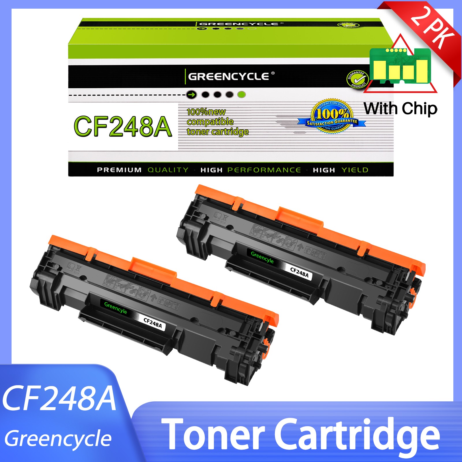 2PK Black CF248A 48A Toner Cartridge for HP LaserJet Pro MFP M28w M29w M28a INK