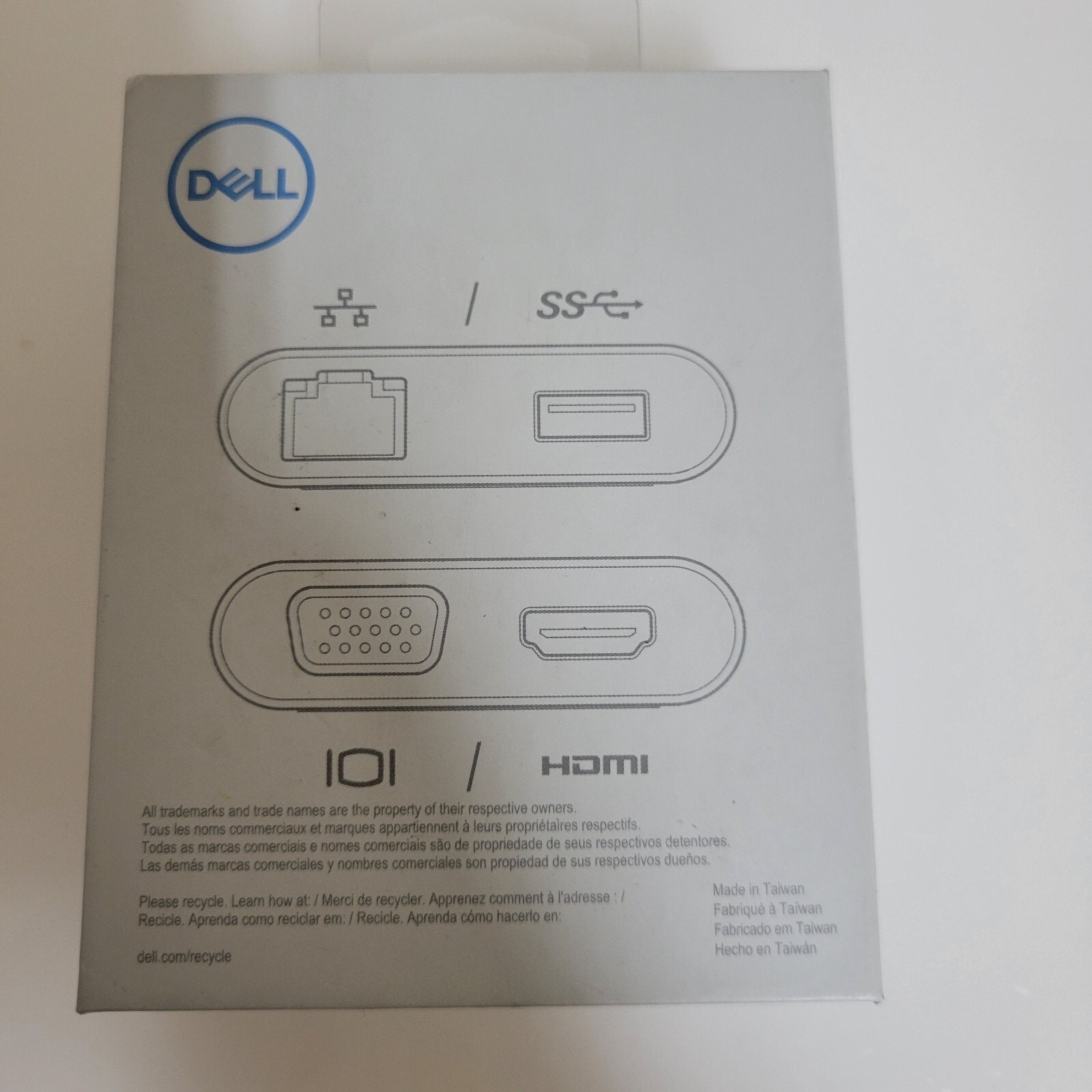New Dell JF19J USB-C Adapter to HDMI USB 3.0 RJ45 Ethernet VGA Hub DA200