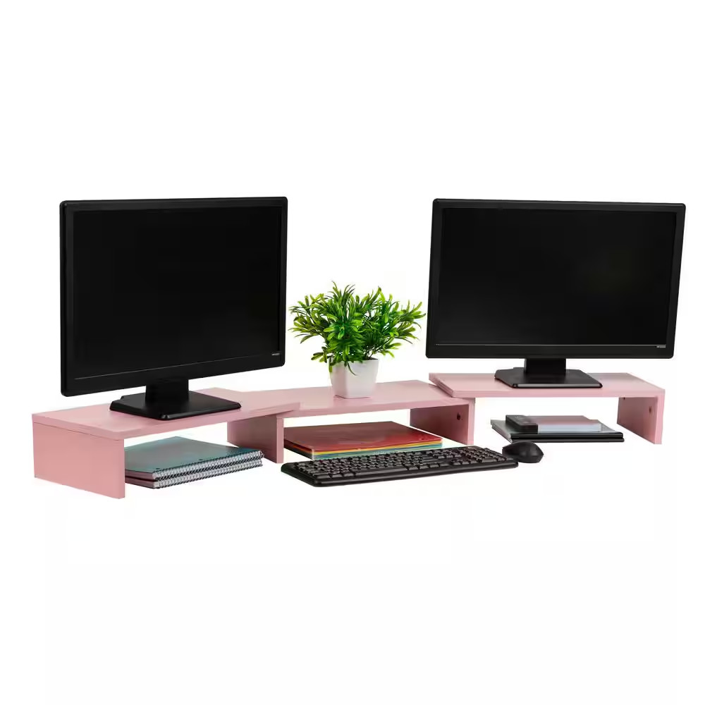 51.25 In. X 9.25 In. Wide Dual Monitor Stand, Desktop Organizer, Laptop Riser, M
