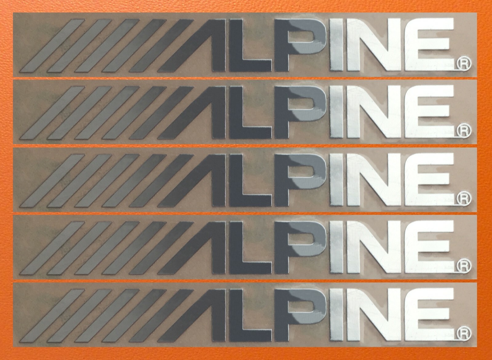 5 pcs ALPINE Skylake Silver Chrome Color Sticker Logo Decal Badge 50mm x 6mm