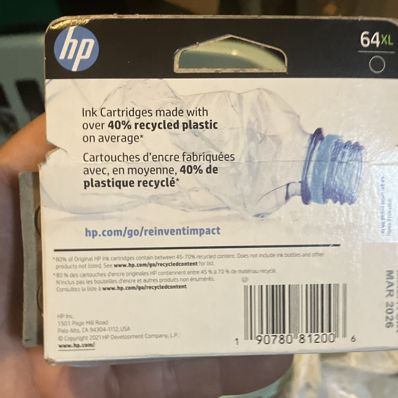 HP 64XL Black Genuine/Original Inkjet Ink Cartridge (Model 64XL)