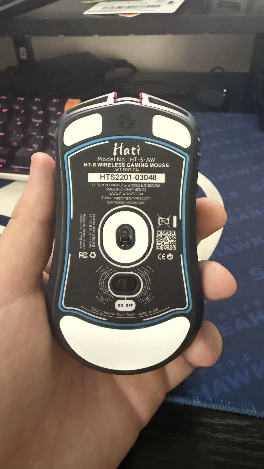 G-Wolves Hati HTS (Small) ACE Wireless Gaming Mouse – PAW3370 Sensor – 50 Used