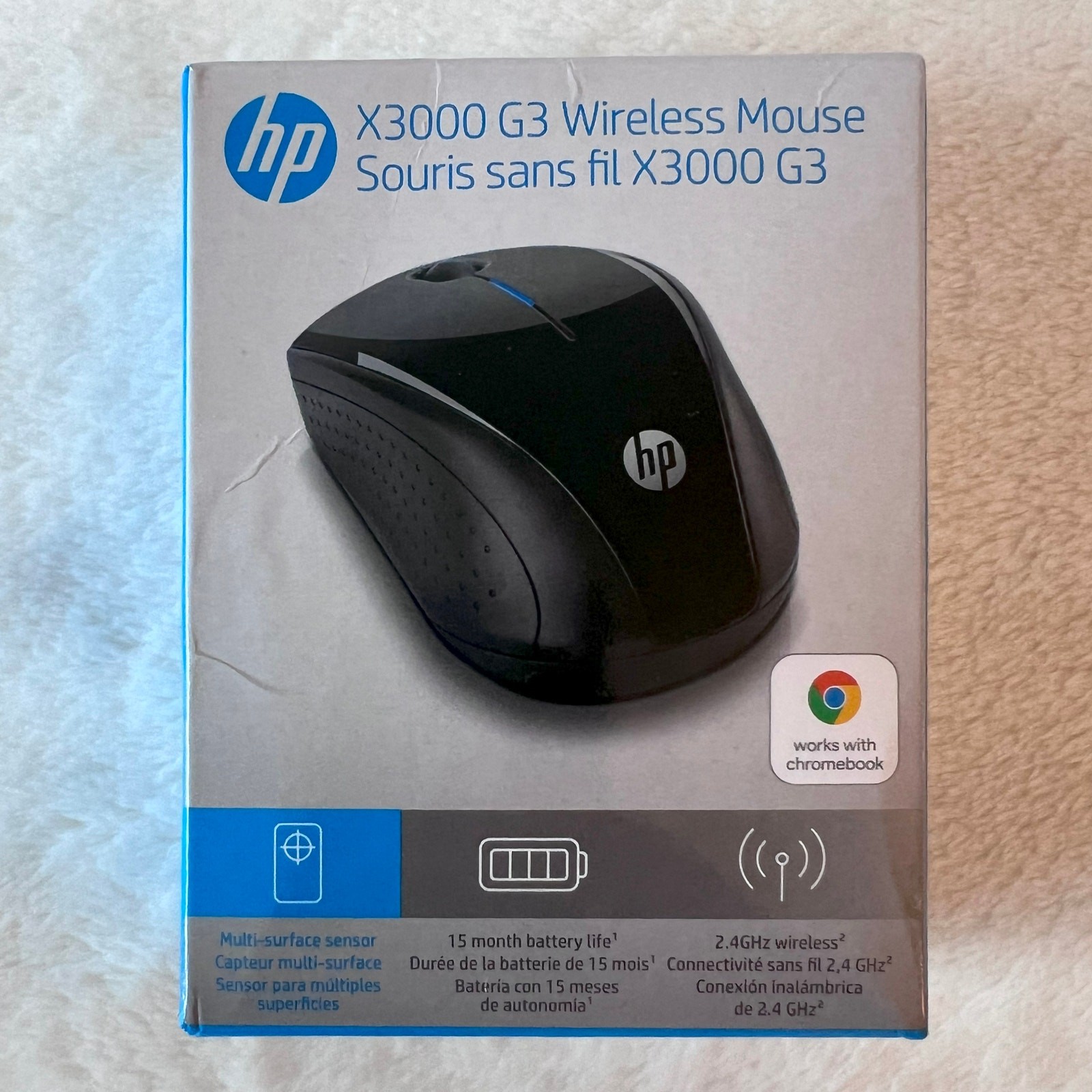 HP – X3000 G3 Wireless Optical Ambidextrous Mouse – Jet Black Sealed 0725!!!