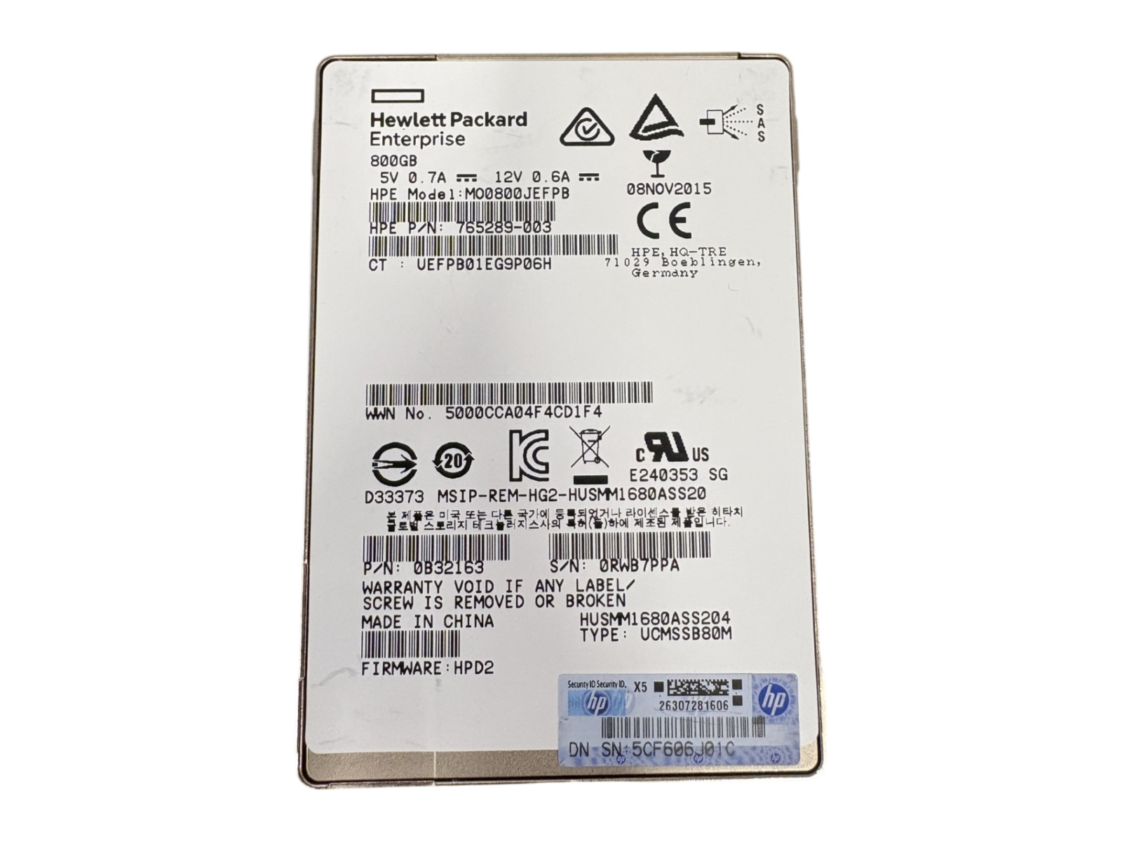 HP 800GB 12G SAS 2.5″ SAS SSD 765289-003 MO0800JEFPB