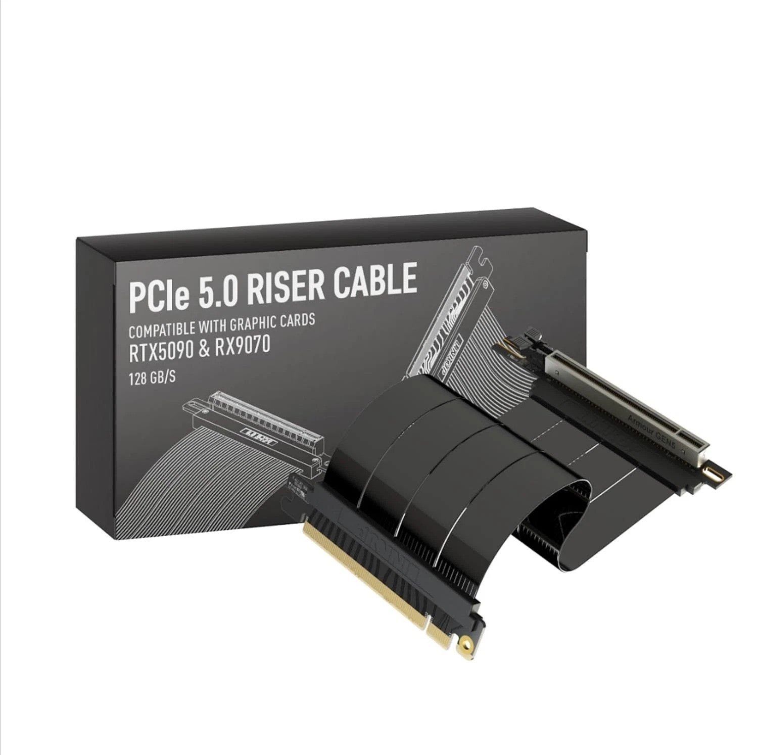 PCIe 5.0 Riser Cable 15cm | Right Angle for Vertical Mount & Stability