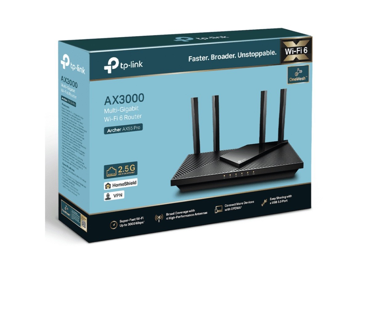 TP-Link AX3000 Multi-Gigabit WiFi 6 Router (ArcherAX55) Open Box Tested