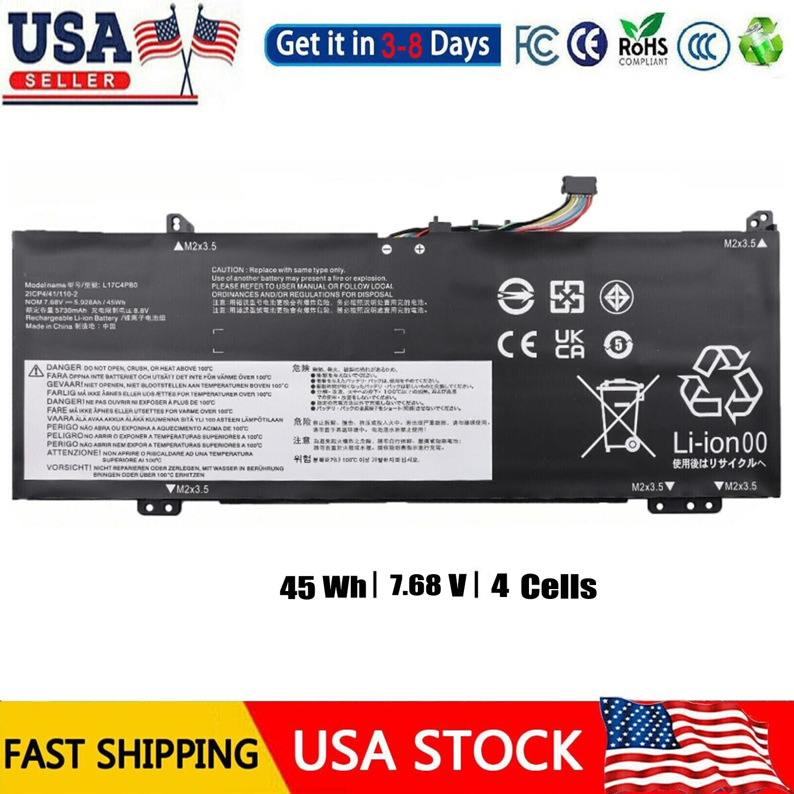 ✅ L17C4PB0 Battery For Lenovo IdeaPad 530S-14ARR 530S-14IKB Flex 6-14IKB 6-14ARR