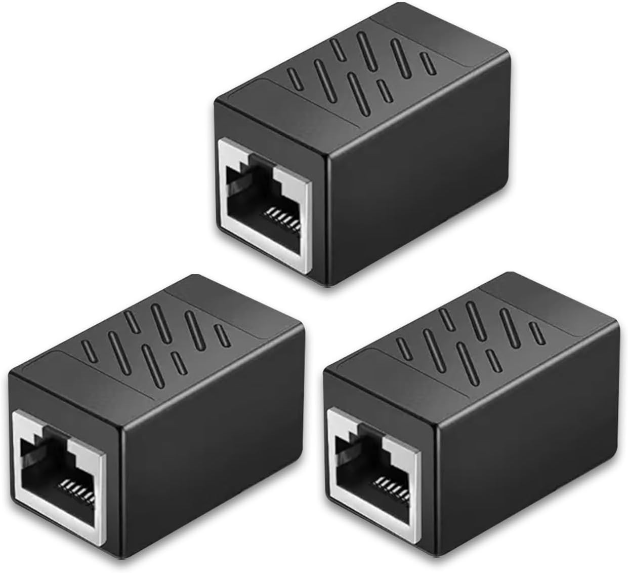 Gold Plated 3 Pack Ethernet Extender RJ45 Coupler for Longer Connections