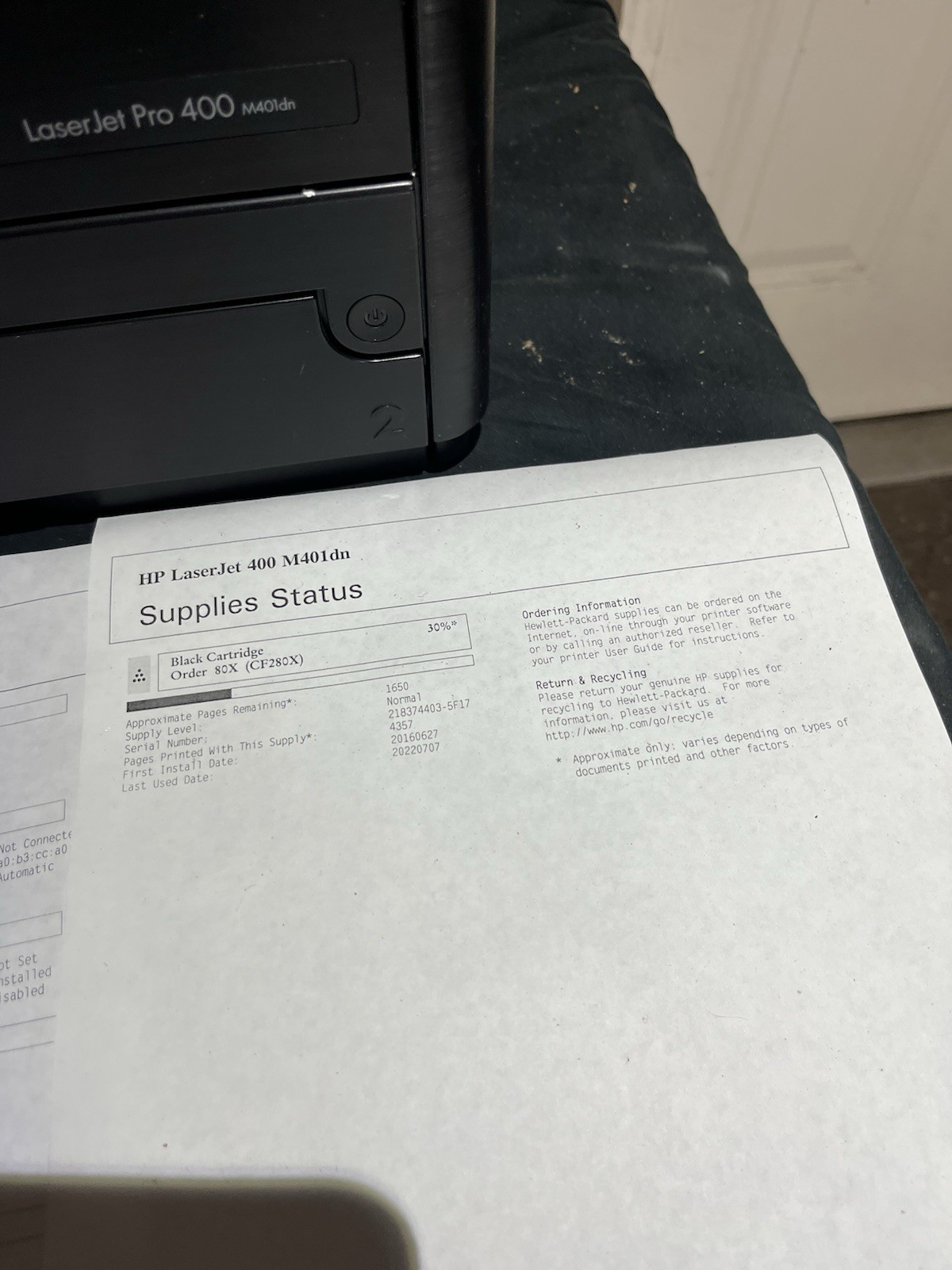 HP LaserJet Pro 400 M401dn Monochrome Laser Printer Duplex Ethernet 7,962 Pages