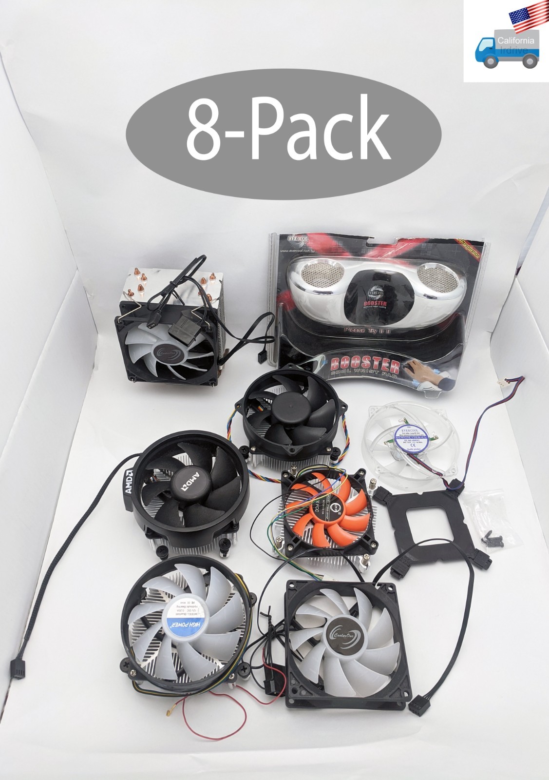 Mixed 8pcs: 80mm/92mm/95mm CPU Coolers, Low Profile CPU Fan, Wrist Cooling Pad