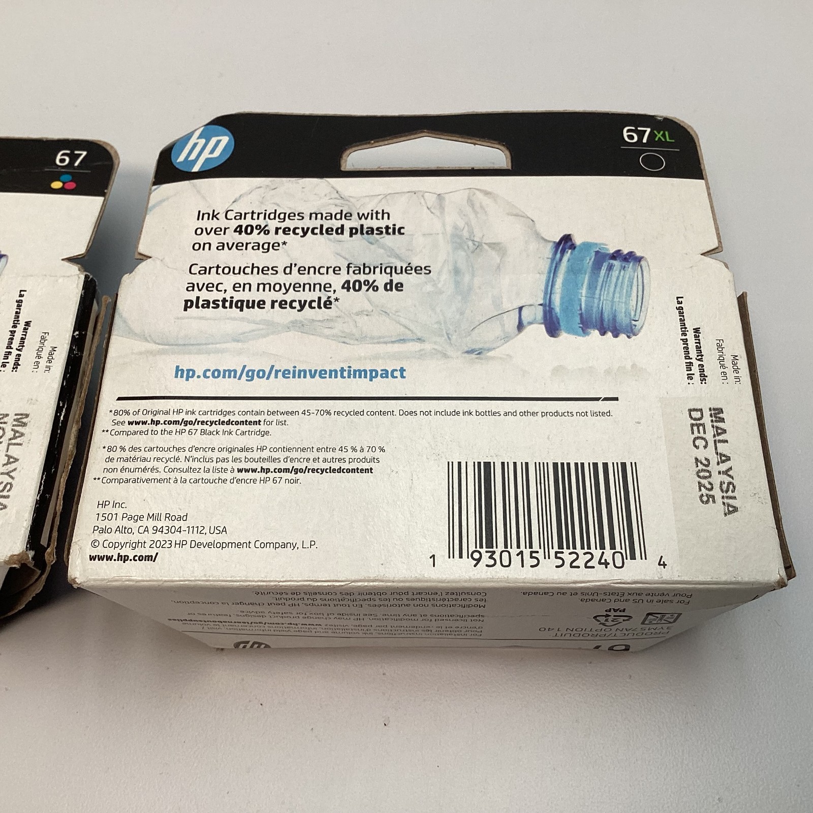 Lot of 2 HP 67XL Black & 67 Tri-Color Ink Cartridge – 3YM57AN 3YM55AN – 11/2025+