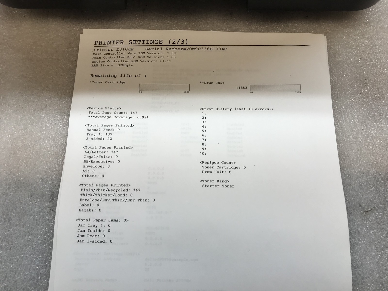 Dell E310dw Wireless Monochrome Laser Printer – Toner Inc 147 pg ct
