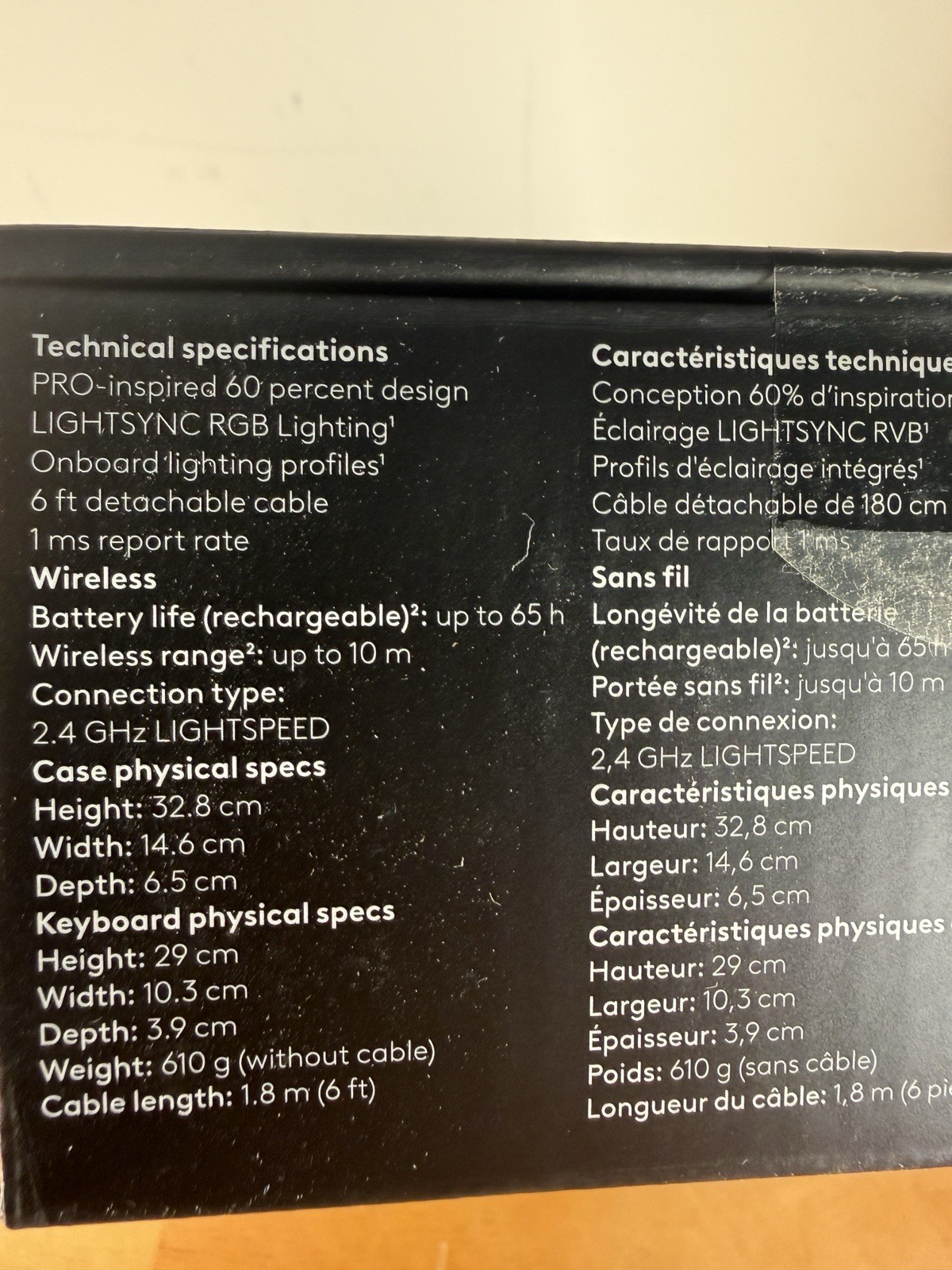 Logitech G PRO X 60 Lightspeed Wireless Gaming Keyboard Tactile Switches Black