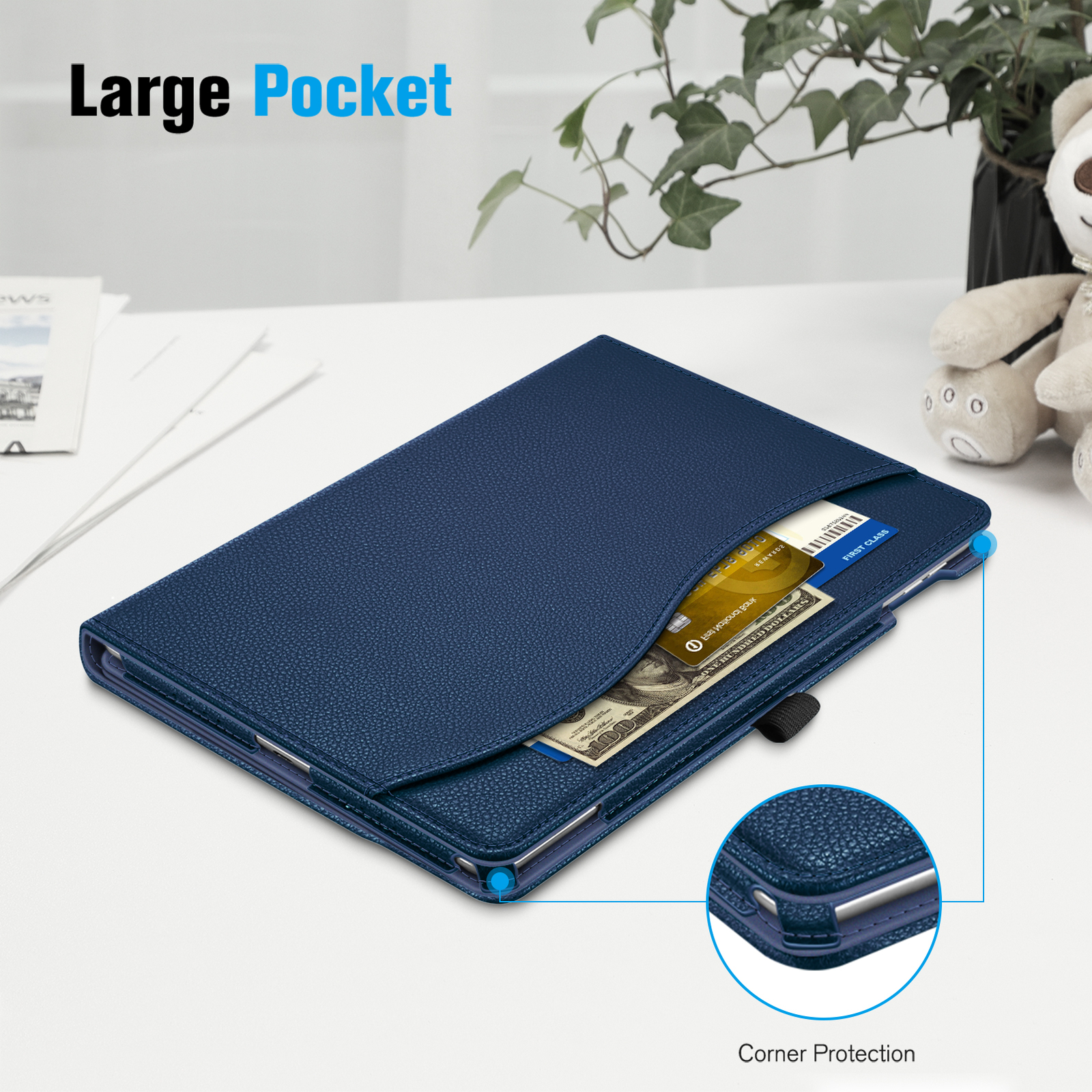 for iPad Pro 9.7 Inch 2016 A1673/A1674/A1675 Case Multi-Angle Folio Cover Pocket