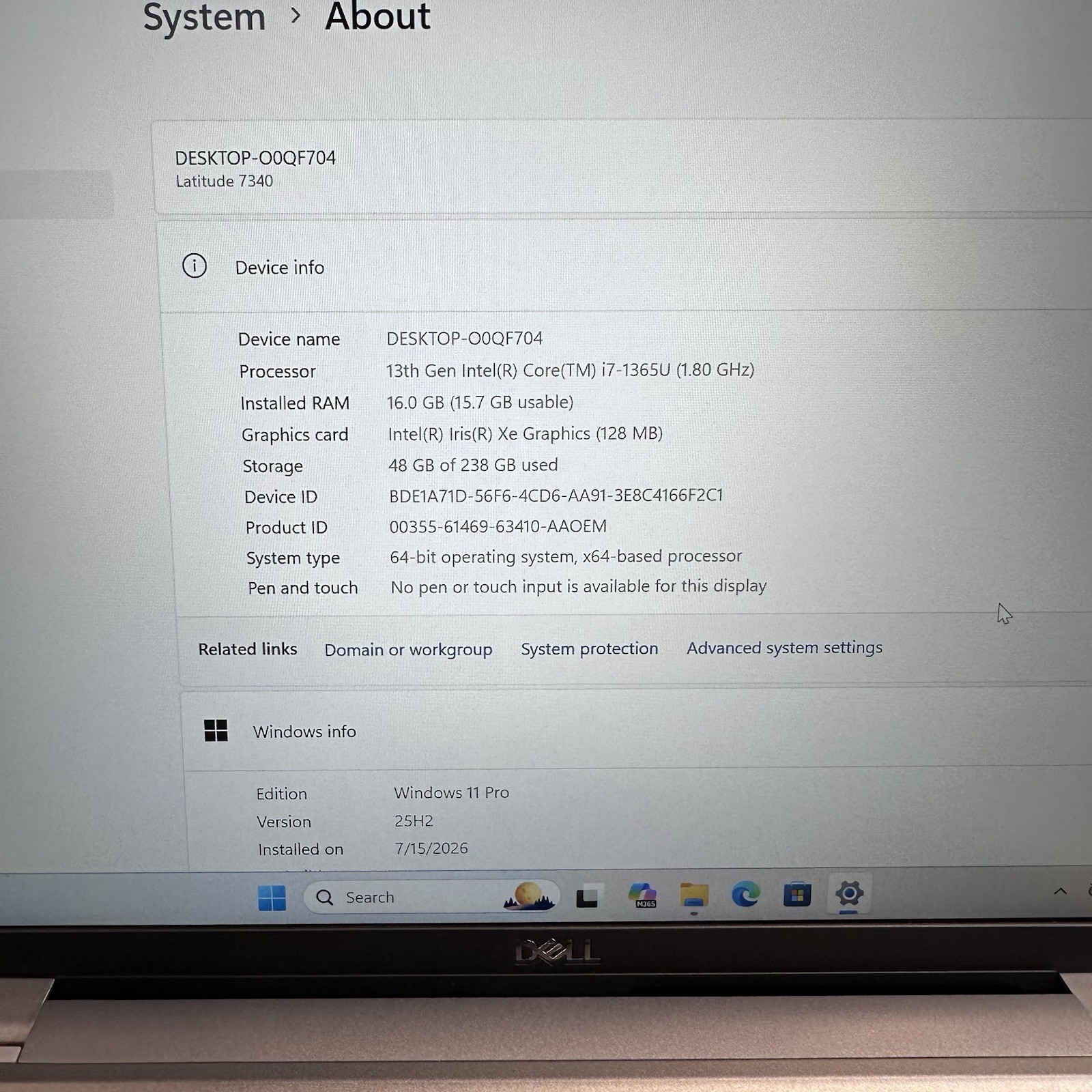 Dell Latitude 7340 – 13th Gen Intel Core i7-1365U, 16GB RAM, 256GB Built In