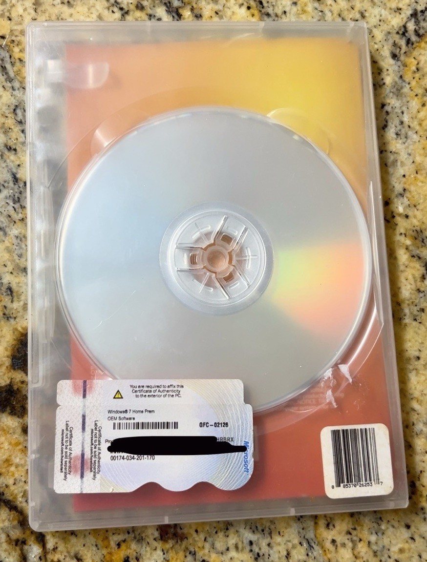 Microsoft Windows 7 Home Premium SP1 32-bit Software OEM DVD w Product Key.