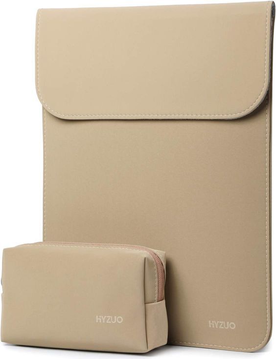 HYZUO Laptop Sleeve Case with Khaki Bag Beige Tan Faux Suede