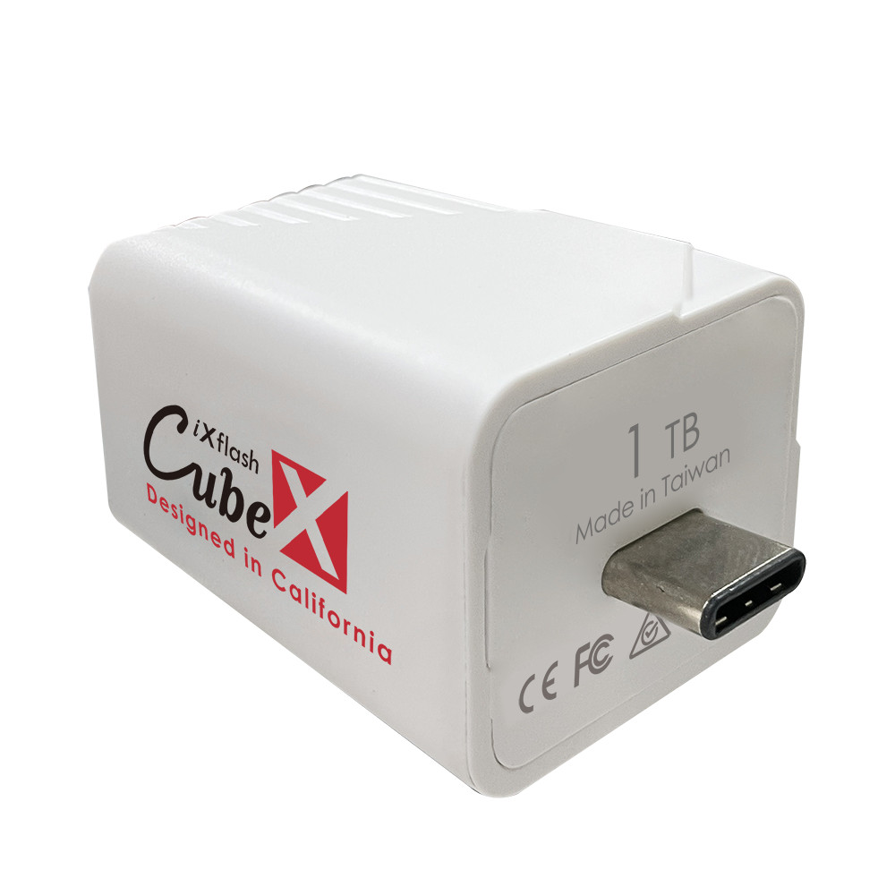 iXflash Cube 1 TB iPhone iPad Auto Backup Photo Storage Memory Drive MFi USB-C