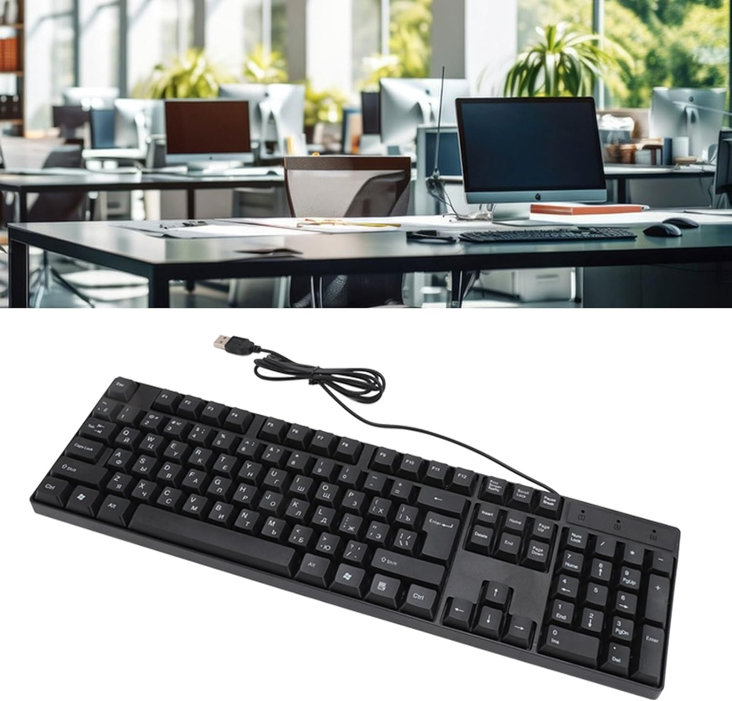 USB Wired Minority Language Keyboard (Russian, English), 104 Keys 1.5M Cable, Er