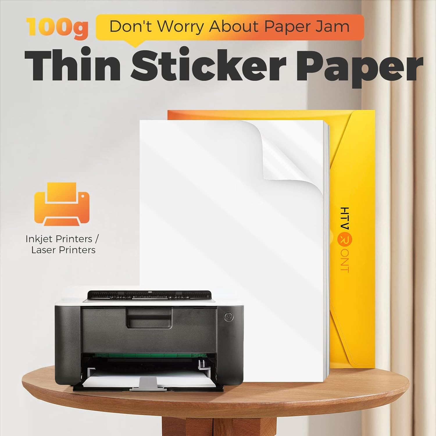 HTVRONT Printable Vinyl Sticker Paper 100 Sheets Glossy Waterproof Sticker Paper