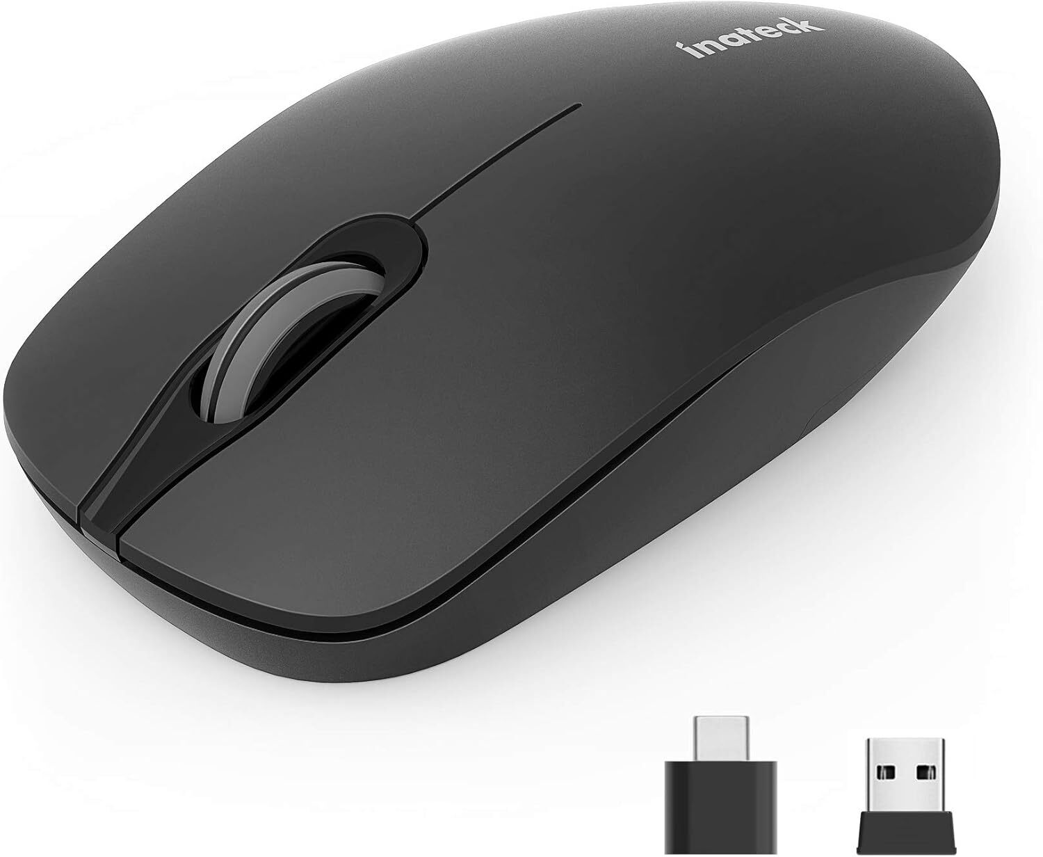 Inateck Wireless Mouse 2.4G Slim Mouse W/ 2 Nano Receiver USB A/USB C Noiseless
