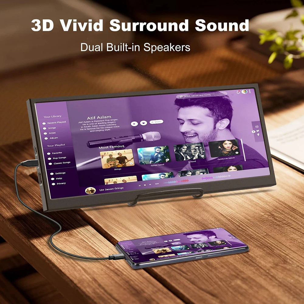 12.3” Portable Touch Display Monitor Laptop Second Screen 60Hz Built-in Speakers