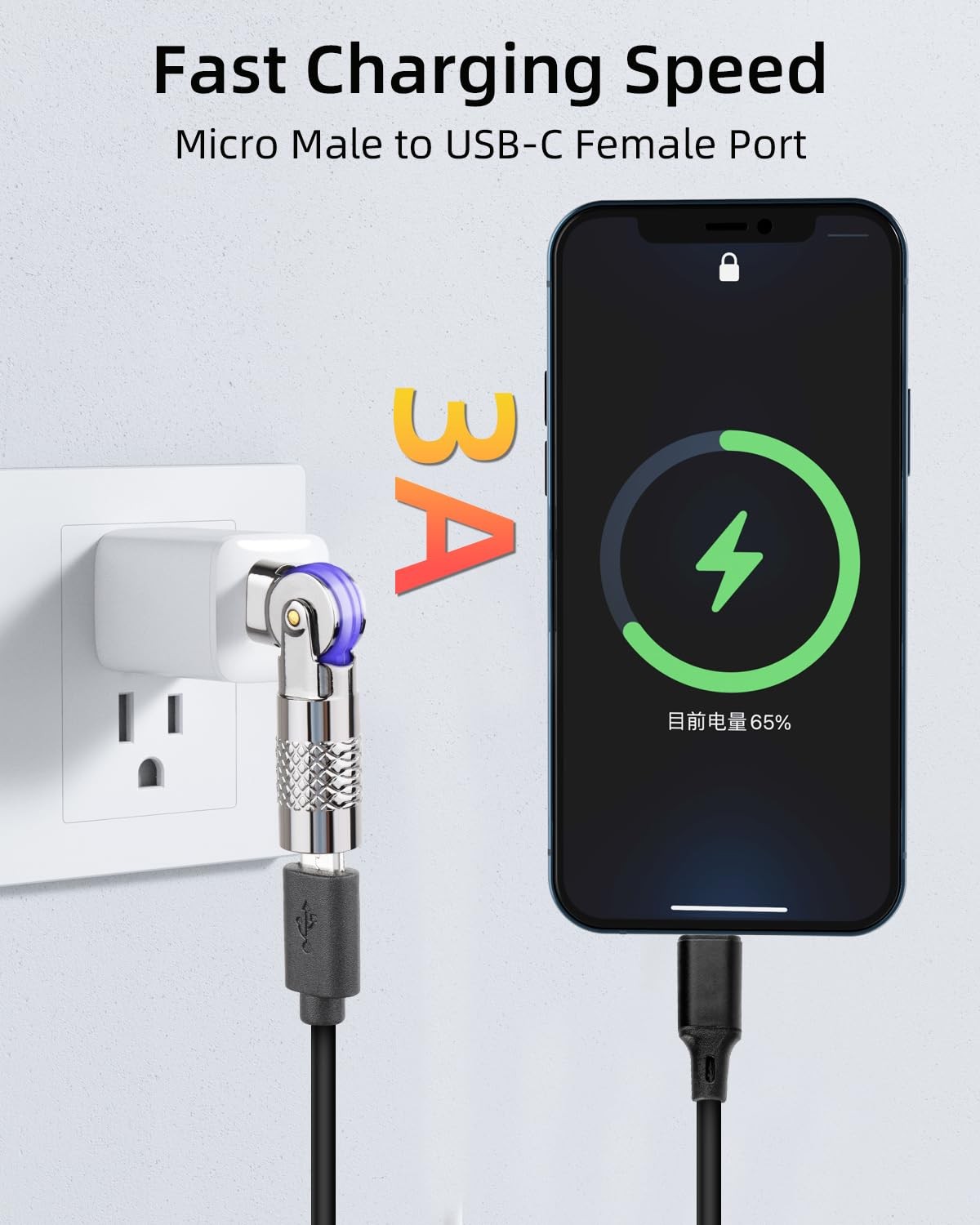 2 PCS 180 Degree Rotatable Micro USB Male To Type C Female Converter Adapter