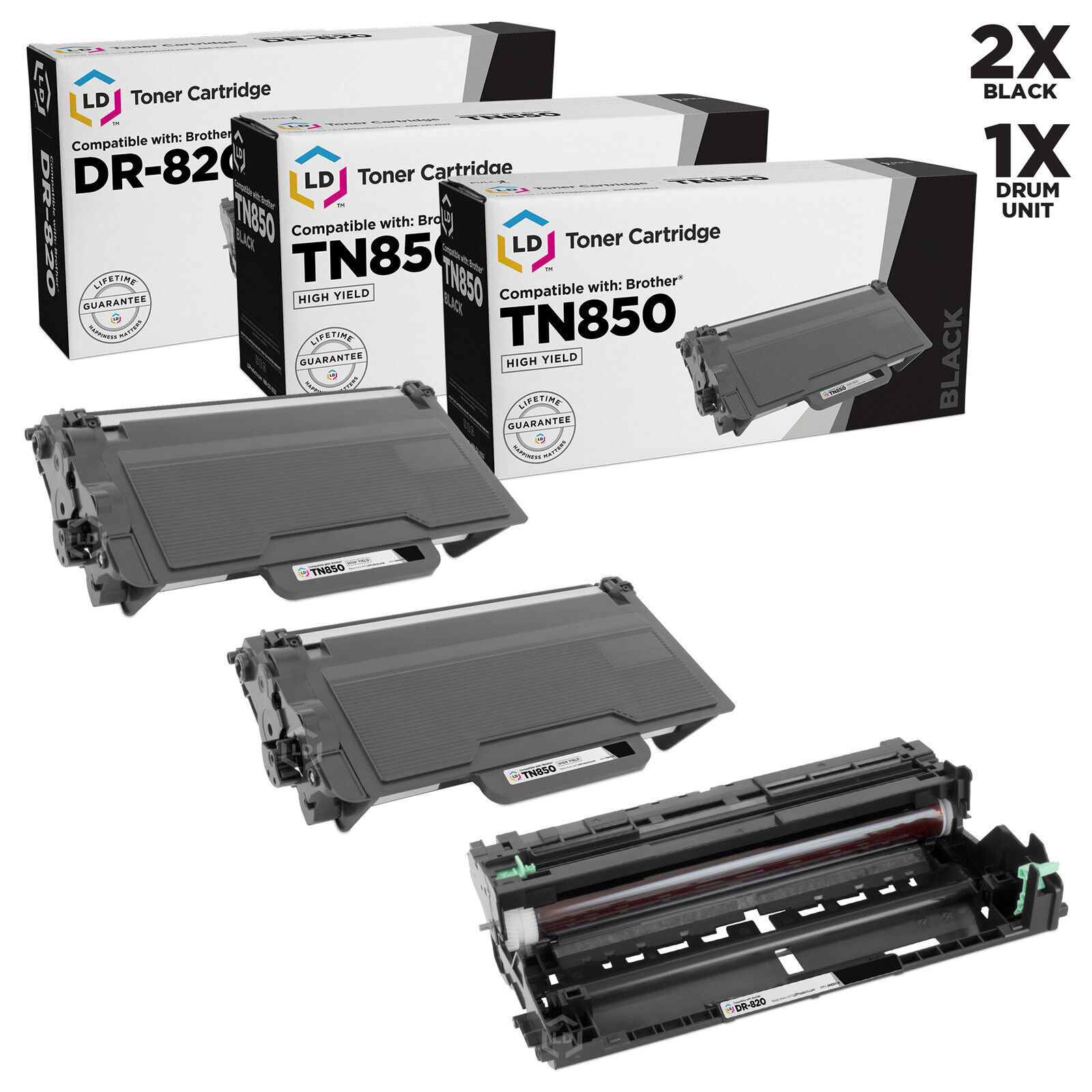 LD Compatible Brother TN850 / DR820 Toner & Drum Unit 3PK (2 Toners & 1 Drum)