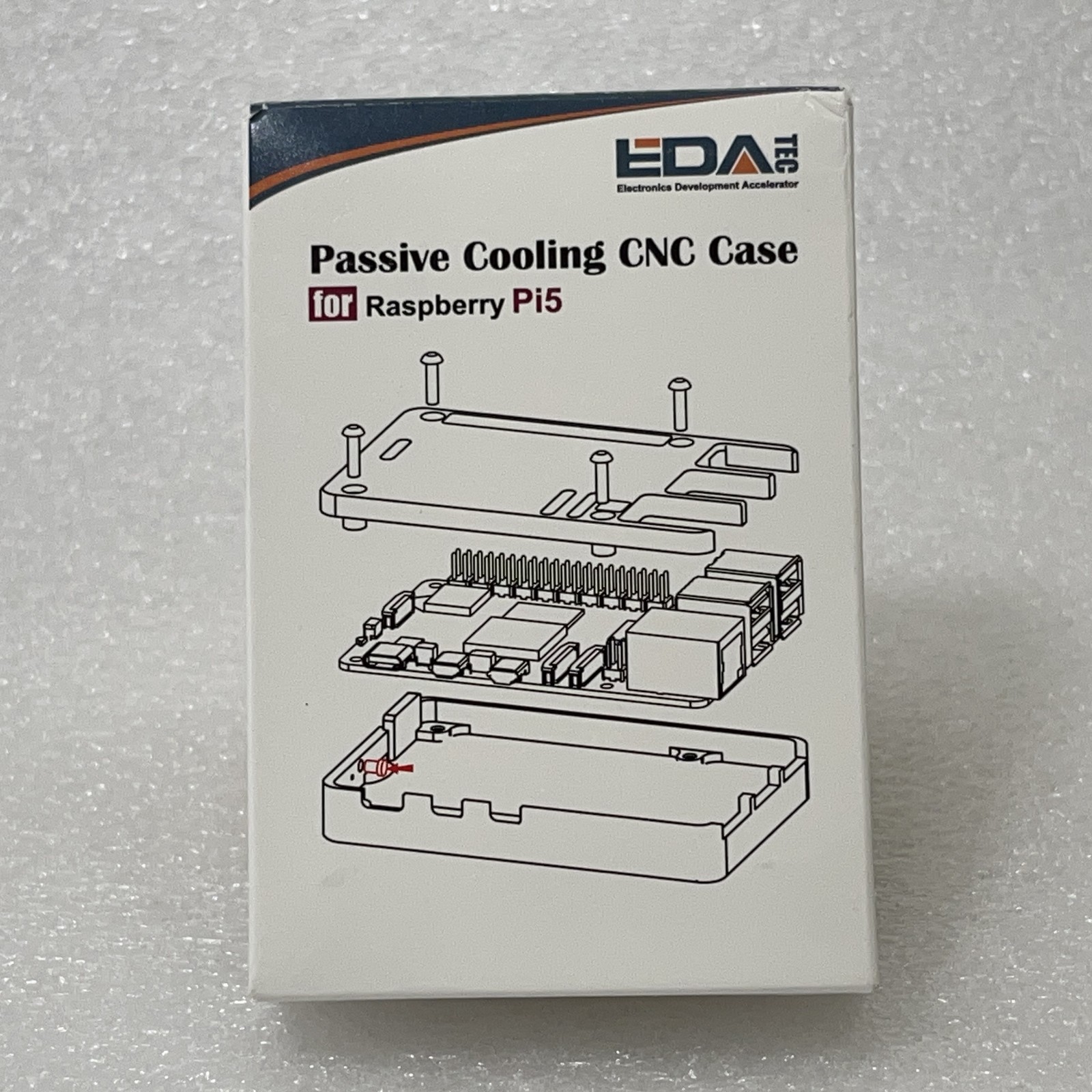 Edatec Passive Cooling CNC Aluminum Case #1 (Silver) for Raspberry Pi 5 | New